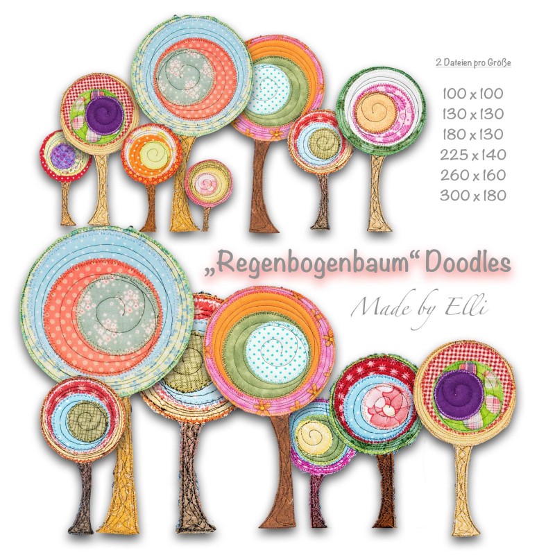 Stickdateien Regenbogenbaum Doodles - ab 4,00 €