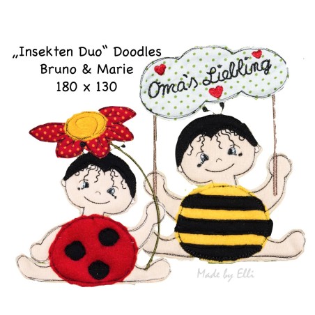 Stickdateien Insekten Duo Doodles 18 x 13